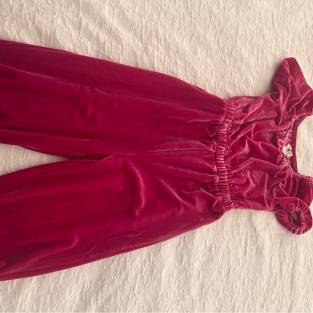 Kids crewcuts hot pink velvet Jumpsuit NWT
